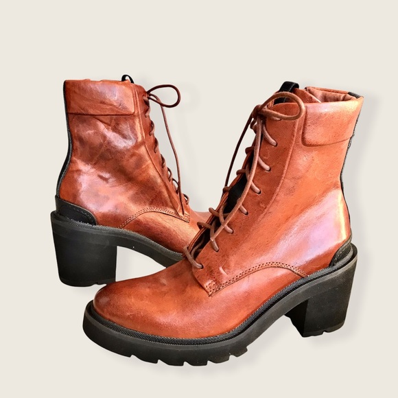 Frye Savannah Cognac Genuine Leather Classic Lace Up Streetwear Combat AnkleBoot - Picture 15 of 16